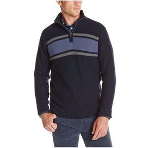 Dockers Mens Sweater Size L Blue Stripe 1/4 Zip